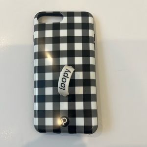 iPhone 6/7/8 plus used Loopy case, black and white plaid print